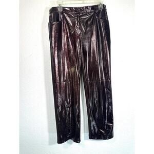 VTG Joseph Ribkoff 8 Snake Print Metallic Burgundy Pants Glam Y2K Chic Mobwife